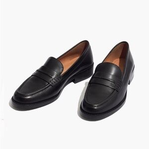 Madewell Elinor Black Leather Loafer Shoe Sz 6 NWOT Dark Academia Office Preppy